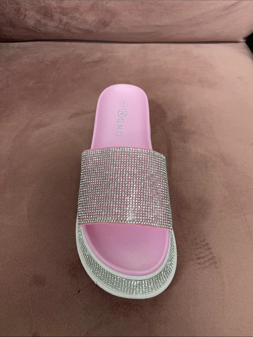 Pink Rhinestone Slide Sandals - Picture 7 of 7